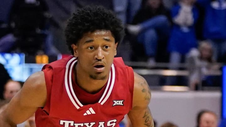 Mar 7, 2026; Provo, Utah, USA; Texas Tech Red Raiders guard Jaylen Petty (11) dribbles the ball during the second half against the BYU Cougars at Marriott Center. Mandatory Credit: Aaron Baker-Imagn Images