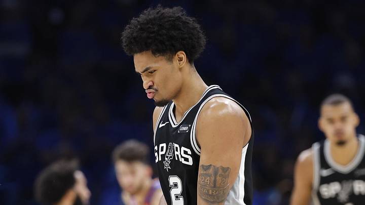 May 30, 2026; Oklahoma City, Oklahoma, USA; San Antonio Spurs guard Dylan Harper (2) reacts in the fourth quarter against the Oklahoma City Thunder during game seven of the western conference finals for the 2026 NBA playoffs at Paycom Center. Mandatory Credit: Alonzo Adams-Imagn Images