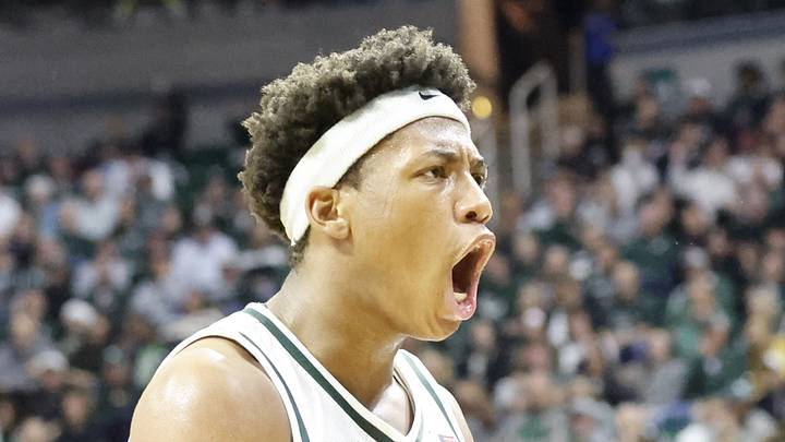Michigan State Spartans guard Jeremy Fears Jr. yells to the crowd during a game at the Breslin Center against the Iowa Hawkeyes on Tuesday, Dec. 2, 2025. Michigan State Spartans guard Jeremy Fears Jr. yells to the crowd during a game at the Breslin Center against the Iowa Hawkeyes on Tuesday, Dec. 2, 2025.