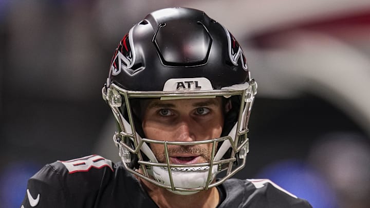 Jan 4, 2026; Atlanta, Georgia, USA; Atlanta Falcons quarterback Kirk Cousins (18) on the field before the game against the New Orleans Saints at Mercedes-Benz Stadium. Mandatory Credit: Dale Zanine-Imagn Images