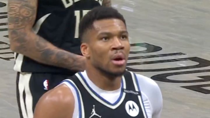 Milwaukee Bucks forward Giannis Antetokounmpo attempts a free throw.