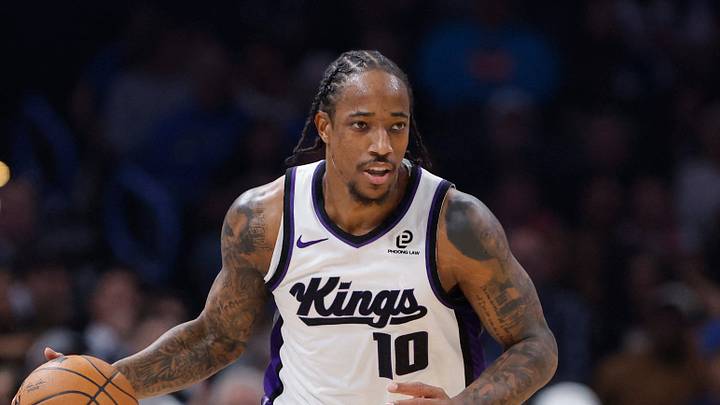 Nov 19, 2025; Oklahoma City, Oklahoma, USA; Sacramento Kings guard DeMar DeRozan (10) dribbles down the court against the Oklahoma City Thunder during the second quarter at Paycom Center. Mandatory Credit: Alonzo Adams-Imagn Images Nov 19, 2025; Oklahoma City, Oklahoma, USA; Sacramento Kings guard DeMar DeRozan (10) dribbles down the court against the Oklahoma City Thunder during the second quarter at Paycom Center. Mandatory Credit: Alonzo Adams-Imagn Images