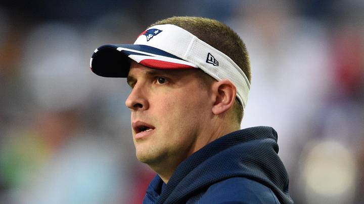 New England Patriots offensive coordinator Josh McDaniels before Super Bowl XLIX against the Seattle Seahawks
