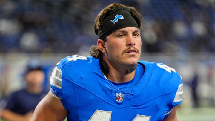 Detroit Lions linebacker Malcolm Rodriguez (44). Detroit Lions linebacker Malcolm Rodriguez (44).