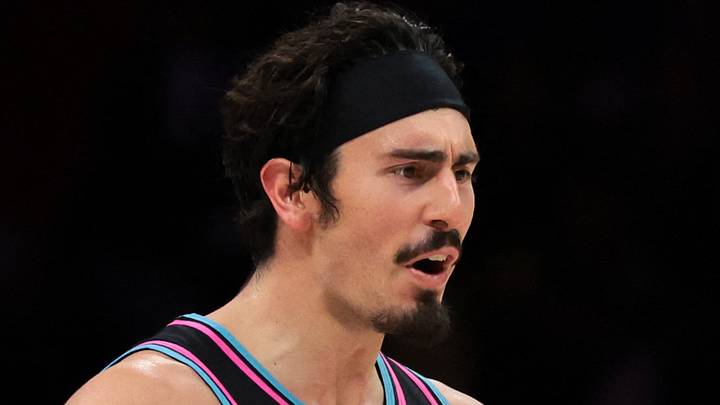 Miami Heat forward Jaime Jaquez Jr. (11) reacts after scoring against the Philadelphia 76ers during the fourth quarter at Kaseya Center on March 30, 2026.