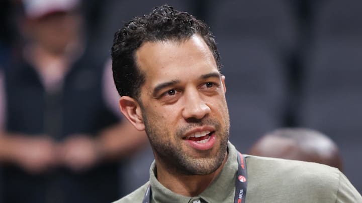 Atlanta Hawks general manager Landry Fields looks on against the Charlotte Hornets.