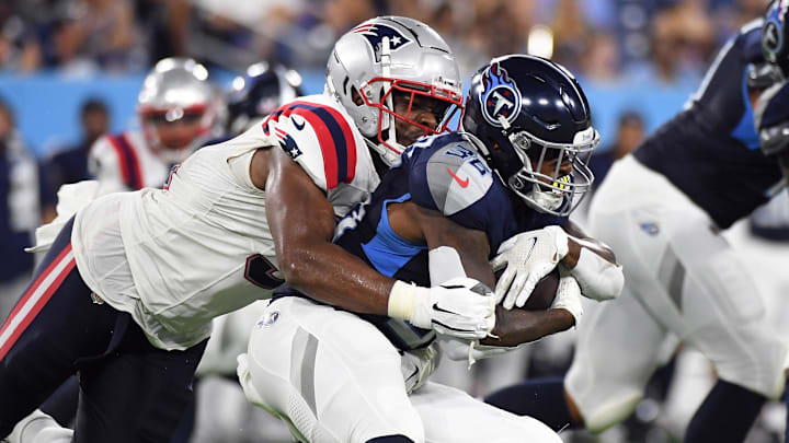 New Atlanta Falcons defensive end Ronnie Perkins was originally a 3rd-round pick of the New England Patriots out of Oklahoma. New Atlanta Falcons defensive end Ronnie Perkins was originally a 3rd-round pick of the New England Patriots out of Oklahoma.