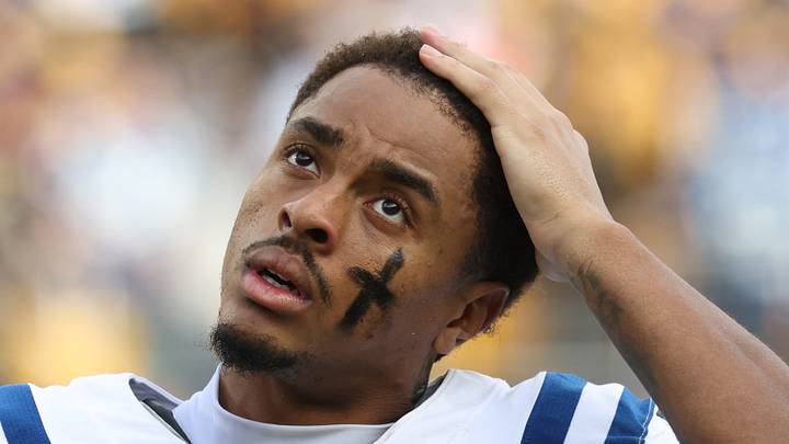 Indianapolis Colts wide receiver Josh Downs looks on