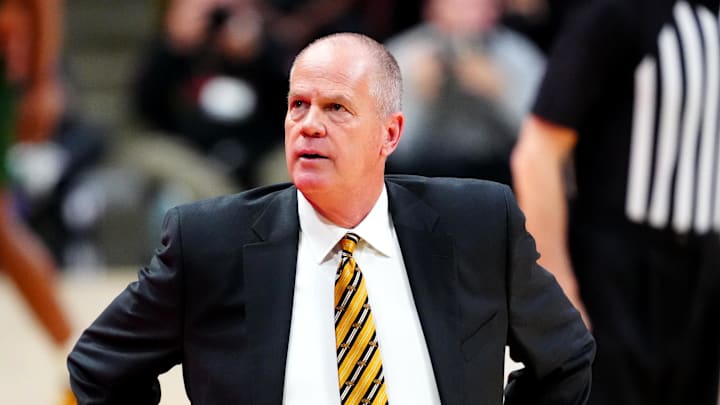 Feb 22, 2025; Boulder, Colorado, USA; Colorado Buffaloes head coach Tad Boyle during the first half against the Baylor Bears at the CU Events Center. Mandatory Credit: Ron Chenoy-Imagn Images Feb 22, 2025; Boulder, Colorado, USA; Colorado Buffaloes head coach Tad Boyle during the first half against the Baylor Bears at the CU Events Center. Mandatory Credit: Ron Chenoy-Imagn Images