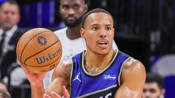 Orlando Magic guard Desmond Bane looks to pass during the second quarter against the Miami Heat Orlando Magic guard Desmond Bane looks to pass during the second quarter against the Miami Heat