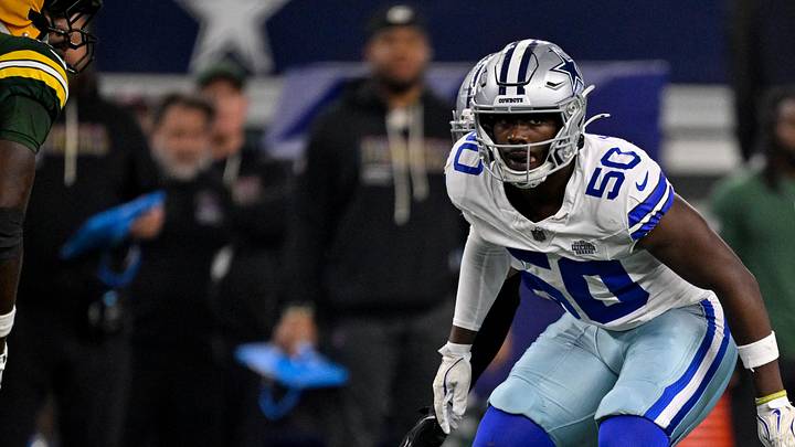 Dallas Cowboys linebacker Shemar James lines up during the game between the Cowboys and the Green Bay Packers.