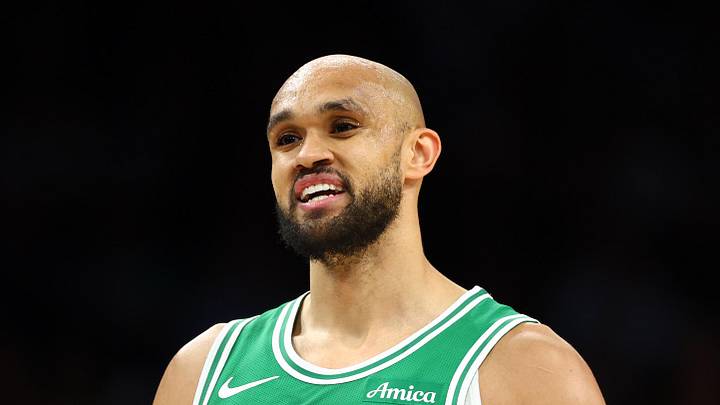 Feb 24, 2026; Phoenix, Arizona, USA; Boston Celtics guard Derrick White (9) against the Phoenix Suns at Mortgage Matchup Center. Mandatory Credit: Mark J. Rebilas-Imagn Images Feb 24, 2026; Phoenix, Arizona, USA; Boston Celtics guard Derrick White (9) against the Phoenix Suns at Mortgage Matchup Center. Mandatory Credit: Mark J. Rebilas-Imagn Images