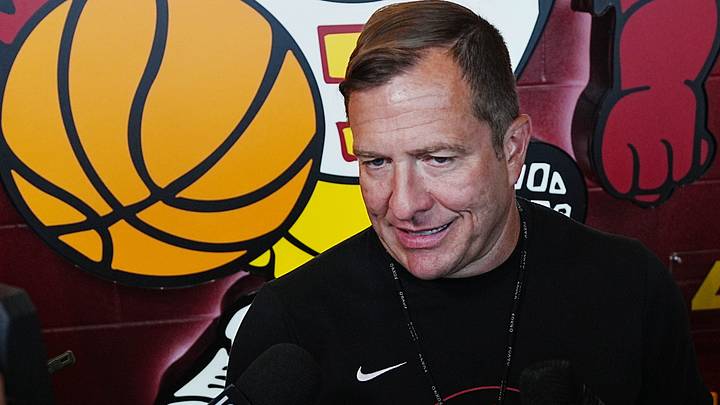 Iowa State’s men’s basketball head coach T.J. Otzelberger talks to media during the men’s basketball media availability at the university’s Sukup Basketball complex on July 28, 2026, in Ames, Iowa Iowa State’s men’s basketball head coach T.J. Otzelberger talks to media during the men’s basketball media availability at the university’s Sukup Basketball complex on July 28, 2026, in Ames, Iowa