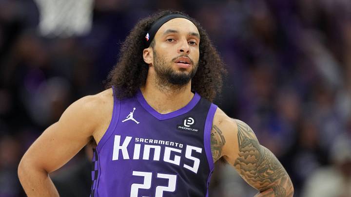 Apr 3, 2026; Sacramento, California, USA; Sacramento Kings guard Devin Carter (22) during the third quarter against the New Orleans Pelicans at Golden 1 Center. Mandatory Credit: Darren Yamashita-Imagn Images