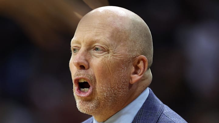Mar 22, 2026; Philadelphia, PA, USA; UCLA Bruins head coach Mick Cronin reacts against the UConn Huskies in the first half during a second round game of the men's 2026 NCAA Tournament at Xfinity Mobile Arena. Mandatory Credit: Bill Streicher-Imagn Images