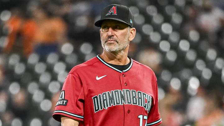 Apr 13, 2026; Baltimore, Maryland, USA;  Arizona Diamondbacks manager Torey Lovullo (17) walks on the field during a pitch change in the sixth inning against the Baltimore Orioles at Oriole Park at Camden Yards. Mandatory Credit: Tommy Gilligan-Imagn Images