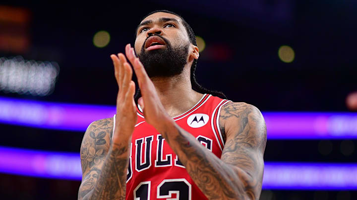 Mar 12, 2026; Los Angeles, California, USA; Chicago Bulls center Nick Richards (13) reacts during the second half at Crypto.com Arena. Mandatory Credit: Gary A. Vasquez-Imagn Images Mar 12, 2026; Los Angeles, California, USA; Chicago Bulls center Nick Richards (13) reacts during the second half at Crypto.com Arena. Mandatory Credit: Gary A. Vasquez-Imagn Images