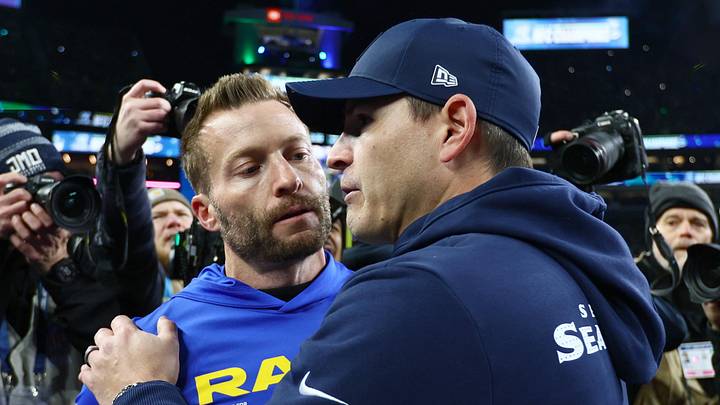 Seattle Seahawks head coach Mike MacDonald greets Los Angeles Rams head coach Sean McVay on the field after the 2026 NFC Championship Game. Seattle Seahawks head coach Mike MacDonald greets Los Angeles Rams head coach Sean McVay on the field after the 2026 NFC Championship Game.