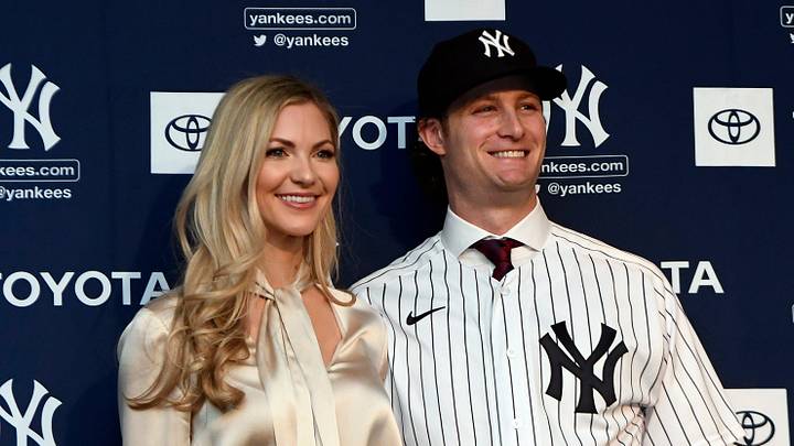 New Yankees pitcher Gerrit Cole poses for photos with wife Amy Crawford New Yankees pitcher Gerrit Cole poses for photos with wife Amy Crawford