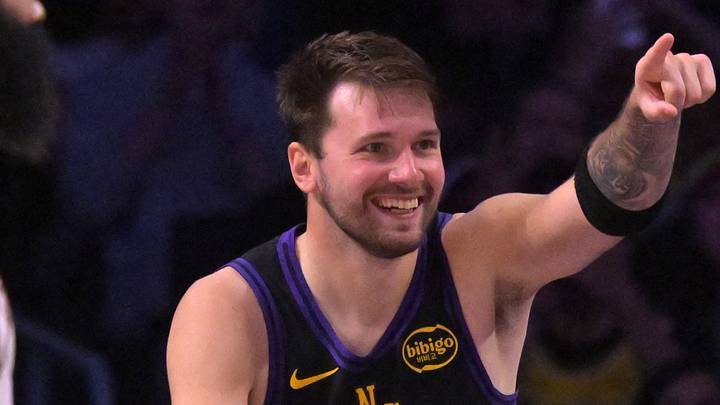 Mar 31, 2026; Los Angeles, California, USA; Los Angeles Lakers guard Luka Doncic (77) reacts after a basket in the second half against the Cleveland Cavaliers at Crypto.com Arena. Mandatory Credit: Jayne Kamin-Oncea-Imagn Images Mar 31, 2026; Los Angeles, California, USA; Los Angeles Lakers guard Luka Doncic (77) reacts after a basket in the second half against the Cleveland Cavaliers at Crypto.com Arena. Mandatory Credit: Jayne Kamin-Oncea-Imagn Images