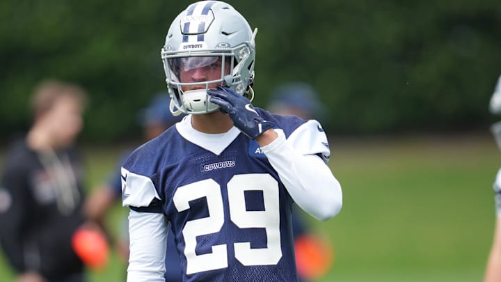 Dallas Cowboys cornerback Devin Moore on the field during practice at the Ford Center.