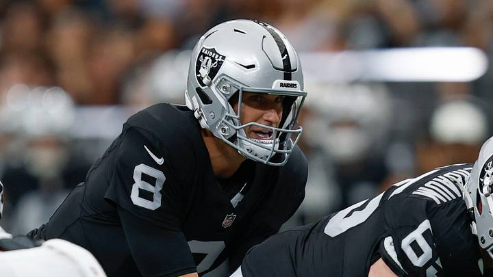 Aug 13, 2026; Paradise, Nevada, USA; Las Vegas Raiders quarterback Kirk Cousins (8) takes a snap from center Tyler Linderbaum (65) during a preseason game against the Arizona Cardinals at Allegiant Stadium. Mandatory Credit: David Brytus-Imagn Images Aug 13, 2026; Paradise, Nevada, USA; Las Vegas Raiders quarterback Kirk Cousins (8) takes a snap from center Tyler Linderbaum (65) during a preseason game against the Arizona Cardinals at Allegiant Stadium. Mandatory Credit: David Brytus-Imagn Images