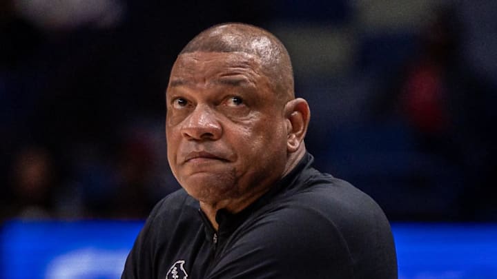 Milwaukee Bucks Head Coach Doc Rivers during the first half against the New Orleans Pelicans at Smoothie King Center February 20, 2026.
