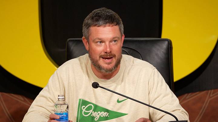 Oregon coach Dan Lanning speaks during a press availability on Aug. 31, 2026, at the Hatfield-Dowlin Complex in Eugene, Oregon. Oregon coach Dan Lanning speaks during a press availability on Aug. 31, 2026, at the Hatfield-Dowlin Complex in Eugene, Oregon.