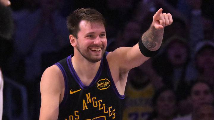 Mar 31, 2026; Los Angeles, California, USA; Los Angeles Lakers guard Luka Doncic (77) reacts after a basket in the second half against the Cleveland Cavaliers at Crypto.com Arena. Mandatory Credit: Jayne Kamin-Oncea-Imagn Images Mar 31, 2026; Los Angeles, California, USA; Los Angeles Lakers guard Luka Doncic (77) reacts after a basket in the second half against the Cleveland Cavaliers at Crypto.com Arena. Mandatory Credit: Jayne Kamin-Oncea-Imagn Images