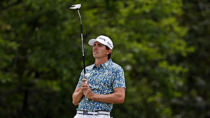 Nicolas Echavarria plays from the fairway on the fifth green during the third round of the Masters Tournament at Augusta National Golf Club. Nicolas Echavarria plays from the fairway on the fifth green during the third round of the Masters Tournament at Augusta National Golf Club.