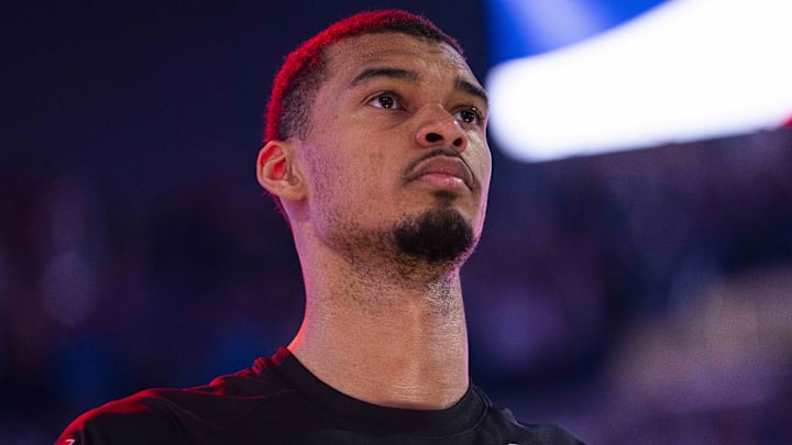 Apr 1, 2026; San Francisco, California, USA; San Antonio Spurs center Victor Wembanyama (1) stands on the court before the start of the game against the Golden State Warriors at the Chase Center. Mandatory Credit: Cary Edmondson-Imagn Images Apr 1, 2026; San Francisco, California, USA; San Antonio Spurs center Victor Wembanyama (1) stands on the court before the start of the game against the Golden State Warriors at the Chase Center. Mandatory Credit: Cary Edmondson-Imagn Images