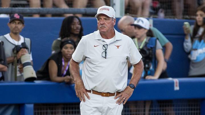 Texas Longhorns head coach Mike White looks on in the fifth inning against the Texas Tech Red Raiders.