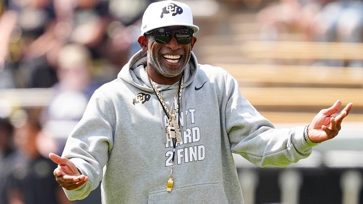 Colorado Buffaloes head coach Deion Sanders before the game against the Delaware Fighting Blue Hens at Folsom Field. Colorado Buffaloes head coach Deion Sanders before the game against the Delaware Fighting Blue Hens at Folsom Field.