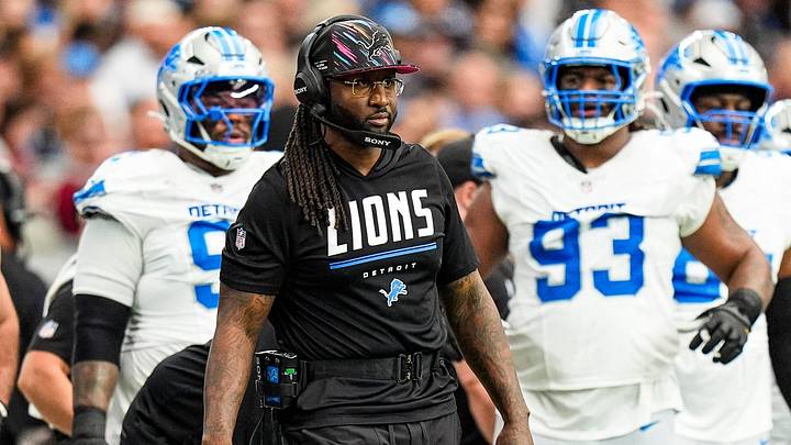 Detroit Lions defensive coordinator Kelvin Sheppard watches a play against Arizona Cardinals during the first half at State Farm Stadium in Glendale, Arizona on Sunday, Oct. 11, 2026. Detroit Lions defensive coordinator Kelvin Sheppard watches a play against Arizona Cardinals during the first half at State Farm Stadium in Glendale, Arizona on Sunday, Oct. 11, 2026.