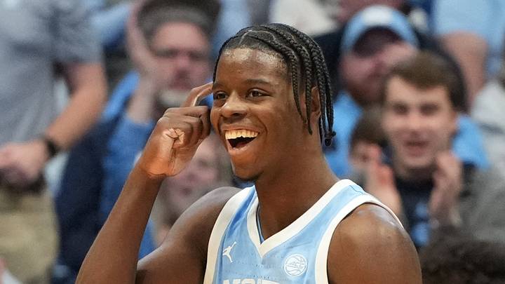 Dec 30, 2025; Chapel Hill, North Carolina, USA; North Carolina Tar Heels forward Caleb Wilson (8) reacts in the first half at Dean E. Smith Center. Mandatory Credit: Bob Donnan-Imagn Images Dec 30, 2025; Chapel Hill, North Carolina, USA; North Carolina Tar Heels forward Caleb Wilson (8) reacts in the first half at Dean E. Smith Center. Mandatory Credit: Bob Donnan-Imagn Images