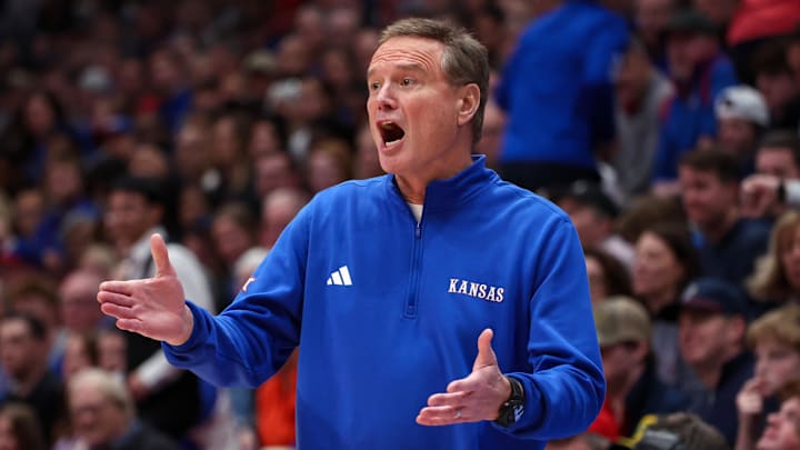Kansas Jayhawks coach Bill Self against the Kansas State Wildcats at Allen Fieldhouse. 