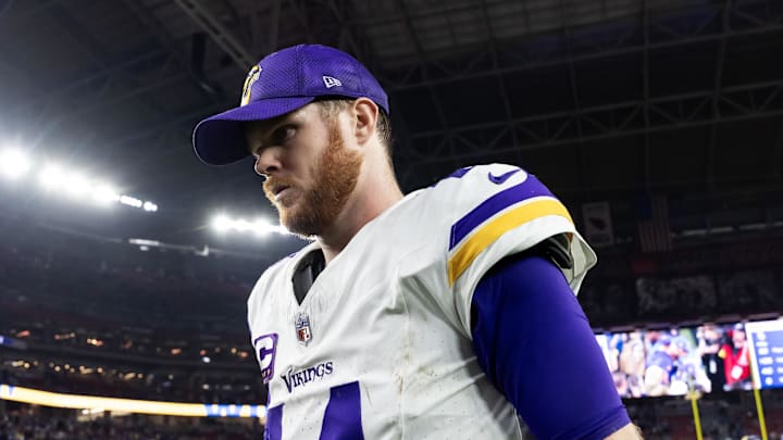 Minnesota Vikings quarterback Sam Darnold reacts as he walks off the field after losing to the Los Angeles Rams. Minnesota Vikings quarterback Sam Darnold reacts as he walks off the field after losing to the Los Angeles Rams.