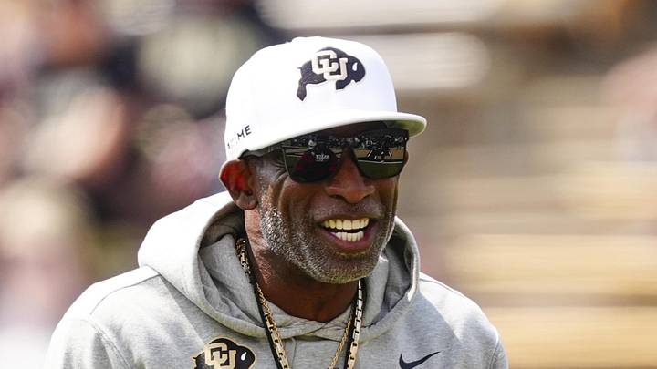Sep 6, 2025; Boulder, Colorado, USA; Colorado Buffaloes head coach Deion Sanders before the game against the Delaware Fightin Blue Hens at Folsom Field. Mandatory Credit: Ron Chenoy-Imagn Images