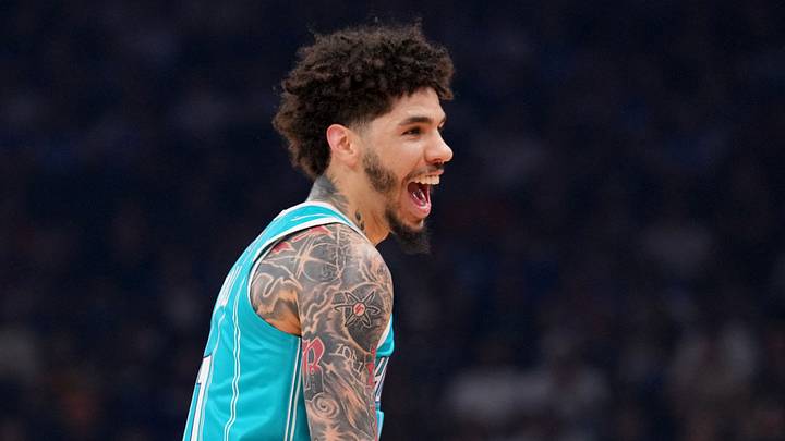 Mar 8, 2026; Phoenix, Arizona, USA; Charlotte Hornets guard LaMelo Ball (1) reacts after making a basket against the Phoenix Suns during the first half at Mortgage Matchup Center. Mandatory Credit: Joe Camporeale-Imagn Images Mar 8, 2026; Phoenix, Arizona, USA; Charlotte Hornets guard LaMelo Ball (1) reacts after making a basket against the Phoenix Suns during the first half at Mortgage Matchup Center. Mandatory Credit: Joe Camporeale-Imagn Images