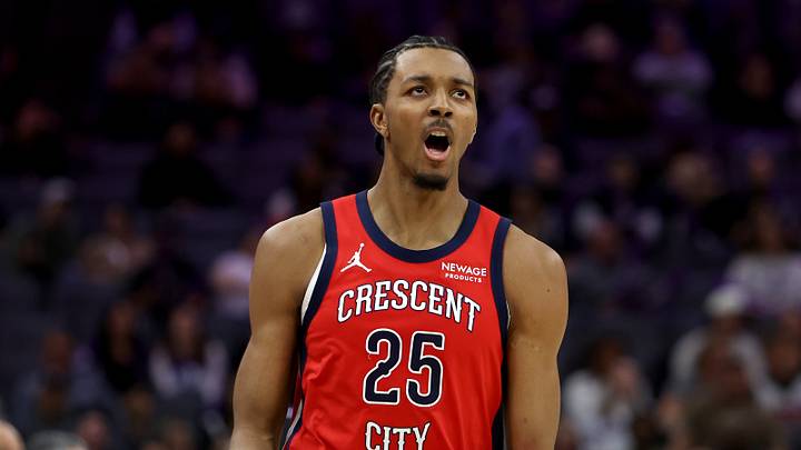Mar 5, 2026; Sacramento, California, USA; New Orleans Pelicans forward Trey Murphy III (25) reacts after making a three point basket against the Sacramento Kings during the fourth quarter at Golden 1 Center. Mandatory Credit: Dennis Lee-Imagn Images Mar 5, 2026; Sacramento, California, USA; New Orleans Pelicans forward Trey Murphy III (25) reacts after making a three point basket against the Sacramento Kings during the fourth quarter at Golden 1 Center. Mandatory Credit: Dennis Lee-Imagn Images