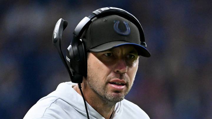 Indianapolis Colts head coach Shane Steichen reacts after a play