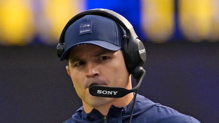 Seattle Seahawks head coach Mike Macdonald on the sidelines