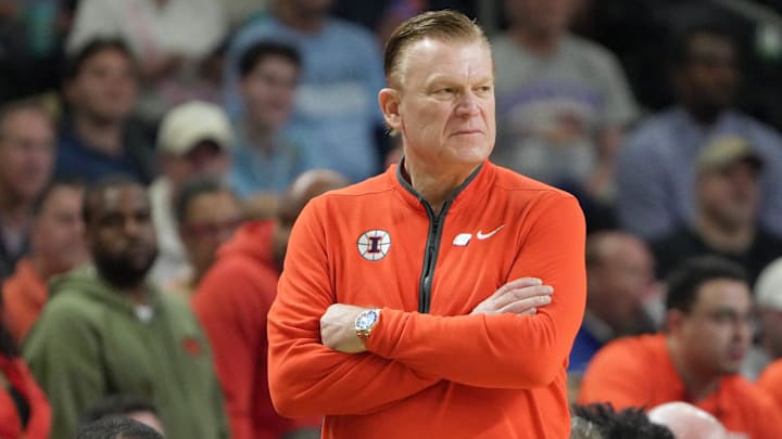 Illinois Fighting Illini coach Brad Underwood during the 2026 NCAA Tournament against VCU at the Bon Secours Wellness Arena in Greenville, South Carolina.