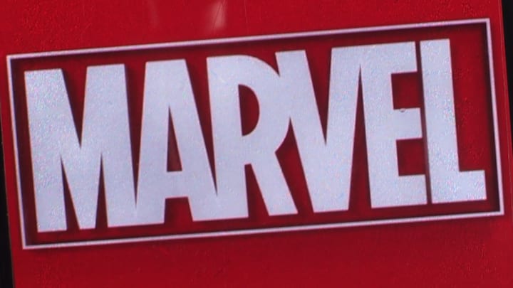 In this photo illustration, Marvel Entertainment logo seen...