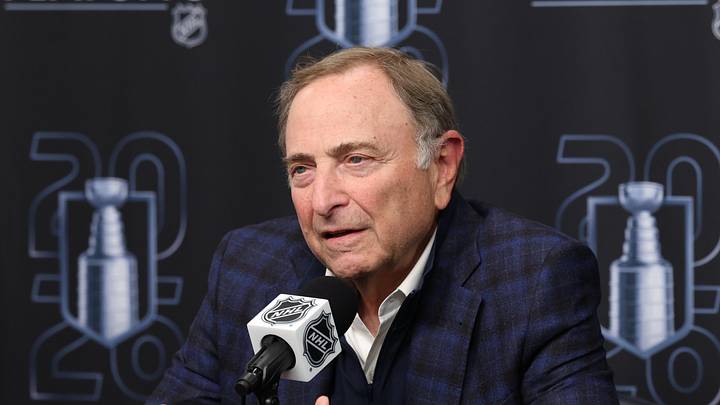 Apr 24, 2026; Salt Lake City, Utah, USA; NHL commissioner Gary Bettman speaks to the media before game three of the first round of the 2026 Stanley Cup Playoffs between the Utah Mammoth and the Vegas Golden Knights at Delta Center. Apr 24, 2026; Salt Lake City, Utah, USA; NHL commissioner Gary Bettman speaks to the media before game three of the first round of the 2026 Stanley Cup Playoffs between the Utah Mammoth and the Vegas Golden Knights at Delta Center.