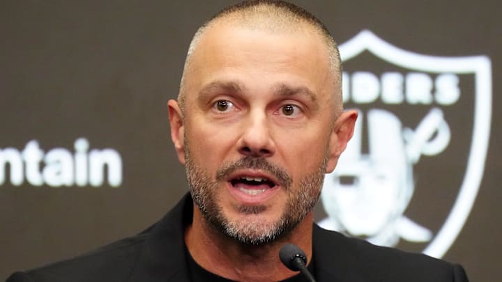 Feb 10, 2026; Henderson, NV, USA;  Las Vegas Raiders general manager John Spytek at press conference at Intermountain Health Performance Center. Mandatory Credit: Kirby Lee-Imagn Images
