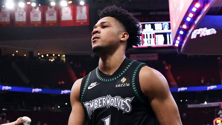 Apr 10, 2026; Houston, Texas, USA; Minnesota Timberwolves guard/forward Terrence Shannon Jr. (1) walks off the court after the game against the Houston Rockets at Toyota Center. Mandatory Credit: Troy Taormina-Imagn Images