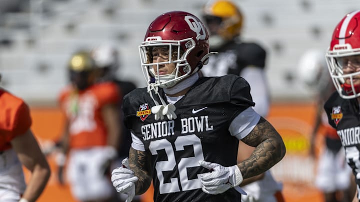 American team defensive back Billy Bowman Jr. of Oklahoma American team defensive back Billy Bowman Jr. of Oklahoma