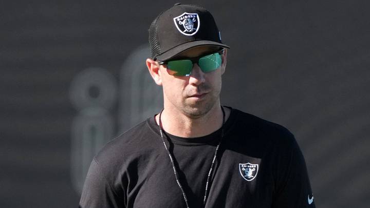 Jun 9, 2026; Henderson, NV, USA; Las Vegas Raiders coach Klint Kubiak during minicamp at Intermountain Health Performance Center. Mandatory Credit: Kirby Lee-Imagn Images Jun 9, 2026; Henderson, NV, USA; Las Vegas Raiders coach Klint Kubiak during minicamp at Intermountain Health Performance Center. Mandatory Credit: Kirby Lee-Imagn Images