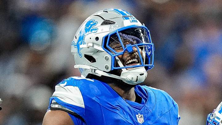 Detroit Lions edge rusher DJ Wonnum (98) celebrates a fumble recovery against New Orleans Saints during the second half at Ford Field in Detroit on Sunday, Sept. 13, 2026. Detroit Lions edge rusher DJ Wonnum (98) celebrates a fumble recovery against New Orleans Saints during the second half at Ford Field in Detroit on Sunday, Sept. 13, 2026.
